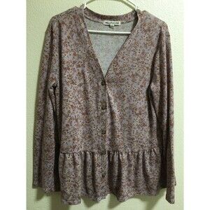 Button Up Cardigan Sweater Cottage Prairie Fairy Boho Floral Women’s Size M